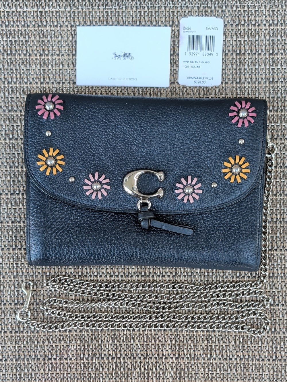Coach Remi Chain Crossbody (2626) With Whipstitch Daisy Applique NWT